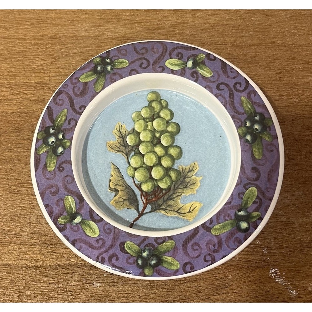 Renée Charisse Jardine Santa Barbara Grapes Ceramic Wine Bottle Coaster 2001